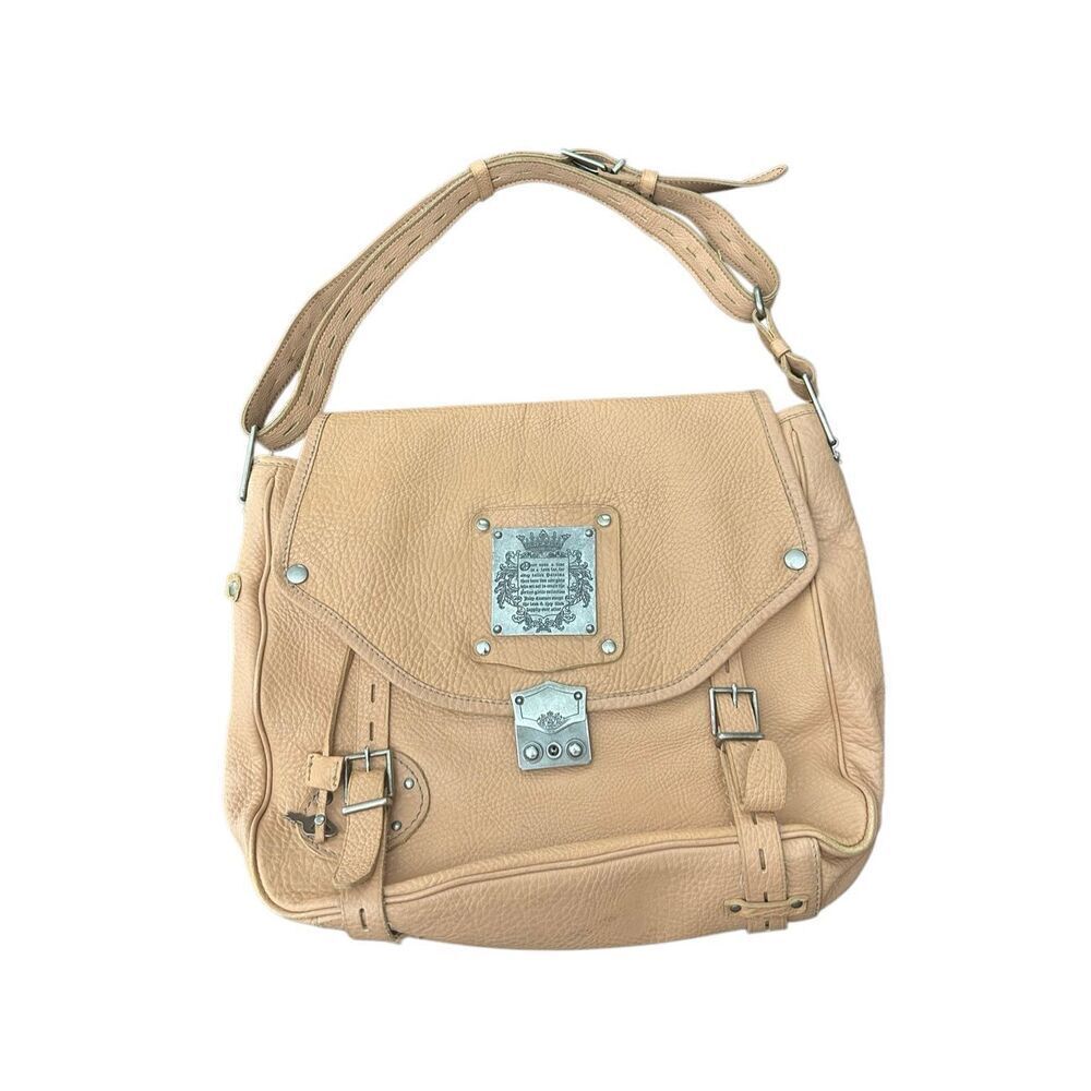 Vintage Y2K Juicy Couture Shoulder Brown Tan Beige Key Lock Messenger Bag